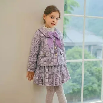 2023 Nov Modni Otroci Dekleta Princesa Oblačila, ki Pomlad Jesen Otroci Plašč Outwear+Krila Vintage Obleke Obleko za 3-12yrs