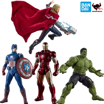 Bandai Shf Marvel Avengers Endgame Edition Captain America Iron Man Mk6 Hulk, Thor Akcijska Figura, Zbirka Fant Darilo Otrok Igrače