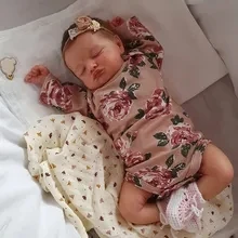 Bebes Boneka bayi tidur buatan tangan 48 CM, Rosalie kulit 3D dengan akar tangan terlihat