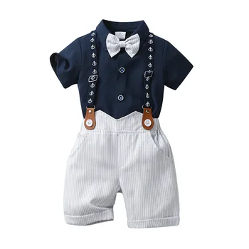 Britanski gentleman suspender hlače tri-delni otroški baby obleko Poletje kratek rokav fant, poletna obleka