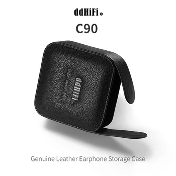 DDHiFi C90 Pravega Usnja Slušalke Shranjevanje Primera, Top-Layer Cowhide Črno Napa Usnje z Liči Vzorec