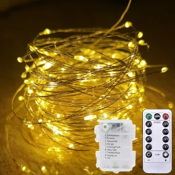 LED Baker Žično Niz Luči baterijsko Garland Pravljice Luči Daljinski upravljalnik Počitnice svate, Božični Okraski