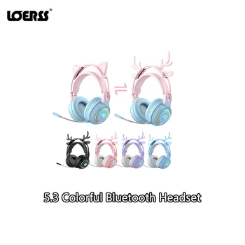 LOERSS 5.3 Bluetooth Slušalke Mačje Uho Slušalke 3D Hifi Stereo Čepkov Esport Slušalke Igralec Z Mic Dolgo Vzdržljivost Slušalke