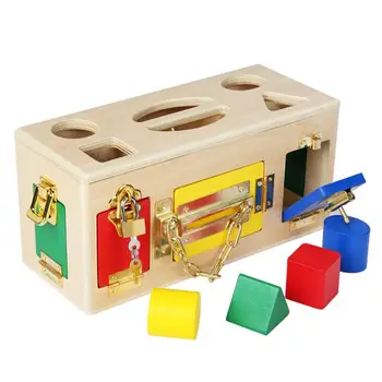 Montessori Igrača V Obliki In Velikosti Ujemanje Igro Les Intelektualni Razvoj Karton Odklepanje Puzzle Box Igrača Za Majhne Otroke