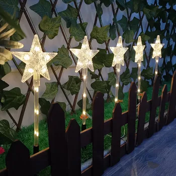Na prostem Sončne Energije Pentagram Vrtne Luči Ena Vozi Pet Park, Dvorišče LED Božič Vrtno zabavo Krajine Dekor Talne Svetilke