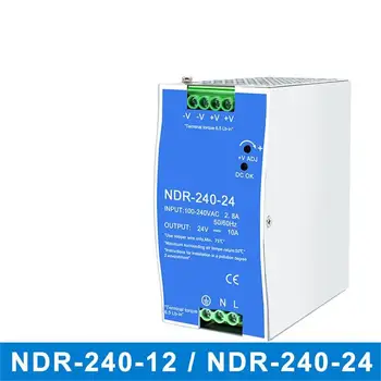 NDR 240W 110V/220V AC V DC Industrijske DIN Rail Stikalni napajalnik 12V 24V 48V 110V/220V AC V DC