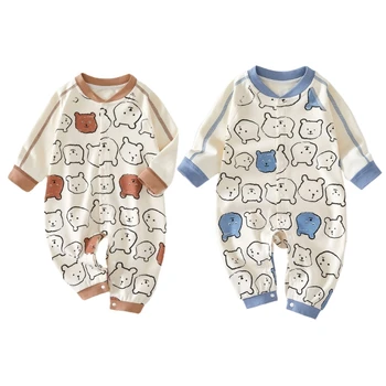 Q81A Baby Dolgimi Rokavi, Oblačila za Malčke Baby Dekleta Fantje Romper Jumpsuit z BearPattern