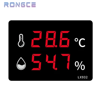 RONGCE LX932 Digitalni LED velik zaslon na steno nameščen termometer in higrometer za laboratorijsko gospodinjstvo