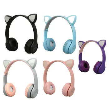 Slušalke Bluetooth 5.0 Luštna Mačka Ušesa Slušalke Lučka Led Slušalke Šport Športi, Hi-Fi Slušalke, Brezžične Slušalke Brezžične Čepkov
