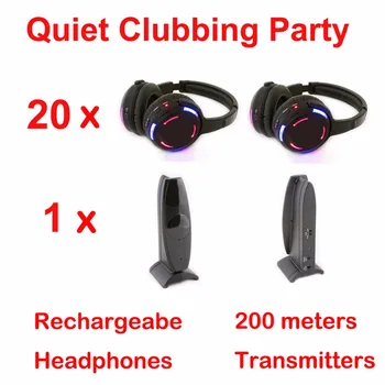 Tiho Disco Strokovni Sistem Nad Glavo Led Brezžične Slušalke - Tih Clubbing Stranka Snop (20 RX+ 1 TX)