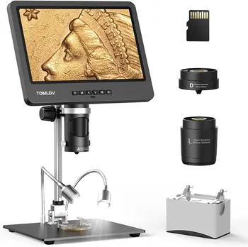 TOMLOV DM602 HDMI LCD Mikroskopom 10.1 palčni Trojno Objektiv Digitalni Mikroskop 1500X Spajkanje Kovanec Mikroskop za Windows, Mac