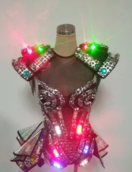 Ženske nočni klub LED obleko Seksi Žensk Laser LED Kostume Dekleta Disco Luči LED obleko cosplay halloween ples obrabe