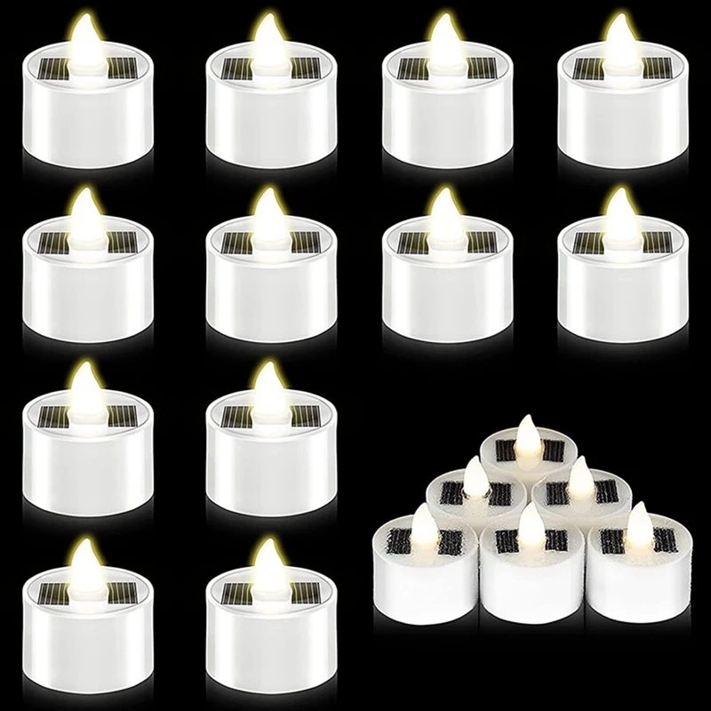 36 Kosov Sončnih Čaj Luči Brezplamensko Sveče na Prostem LED Nepremočljiva Tealight Sveč za ponovno Polnjenje (1,5 X 1,4-Palčni) - 2