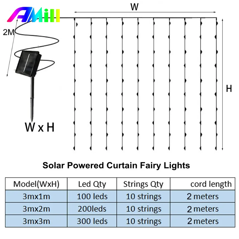 3M Sončne Zavesa Svetlobe na Prostem Nepremočljiva 300 LED Sončne Energije Pravljice Garland Niz Luči za Dvorišču, Vrtni Paviljon, ki je bil Stranka Poroko - 5