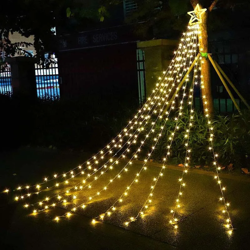Božična Poroka Dekoracija Solarna Star Svetlobo Niz LED EU/ZDA Plug Drevo Svetlobe Lighting Dvorišče Festival Valentinovo Stranka Dekor - 1