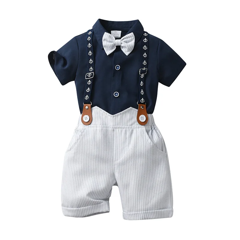 Britanski gentleman suspender hlače tri-delni otroški baby obleko Poletje kratek rokav fant, poletna obleka - 0