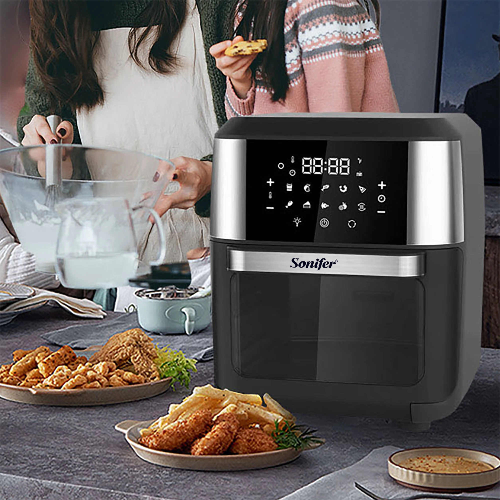 Smart Air Fryer 12L brez Olja z LED zaslon na Dotik, Električni Globoko Fryer Pečica Nonstick Košarico Kuhinja, Kuhanje Sonifer - 2
